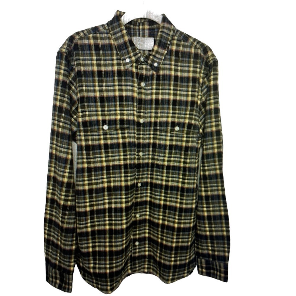 Flannel Shirt Everlane Mens Brushed Flannel Brown Plaid Cotton Long Size Medium